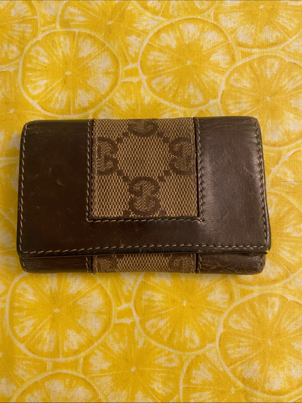 Gucci Dark Brown Monogram Leather Key Wallet